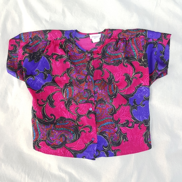 Vtg Silky Paisley Lingerie Slip Set - Picture 5 of 7